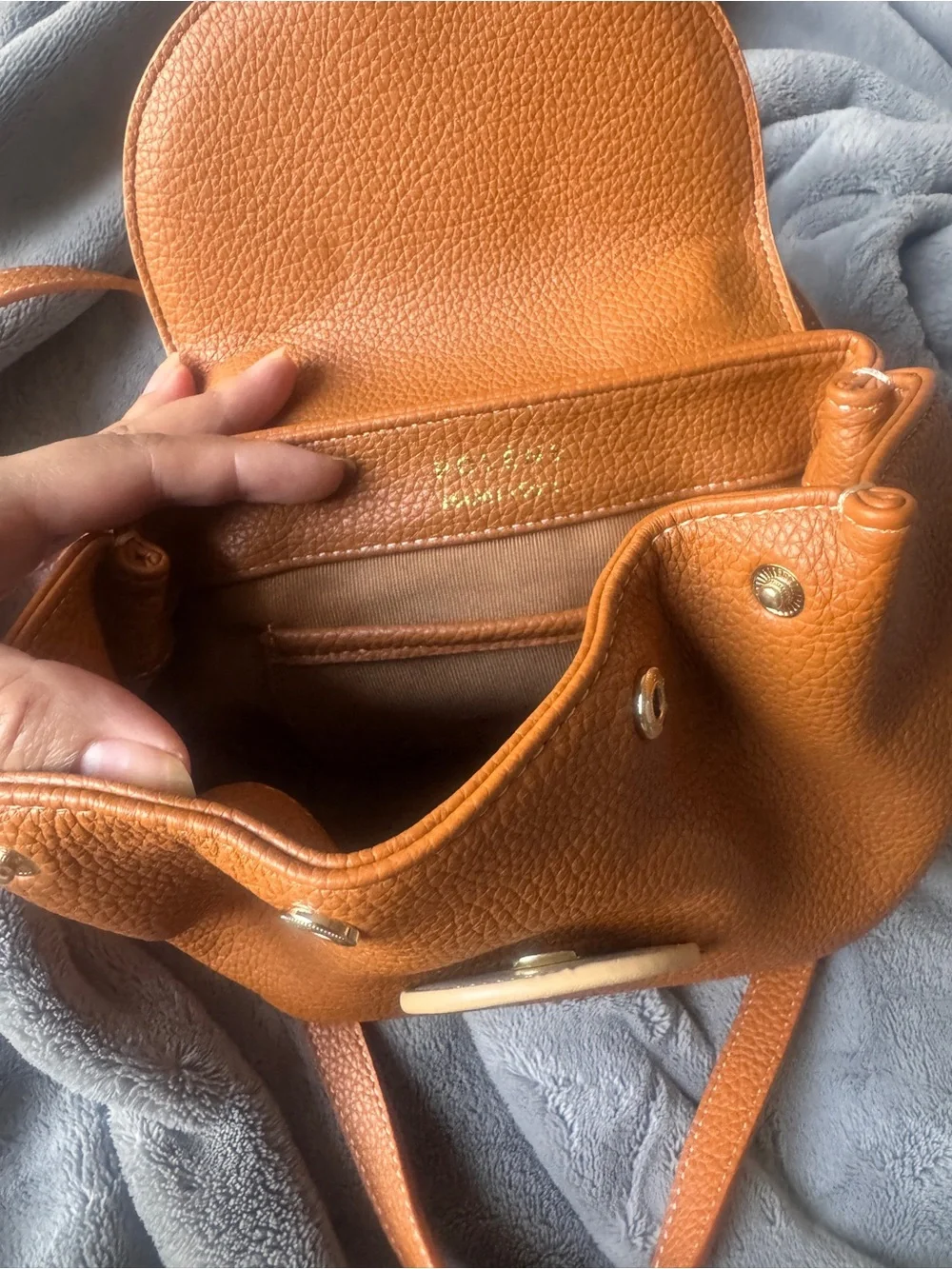 Two-Tone Tan  Leather Crossbody Bag